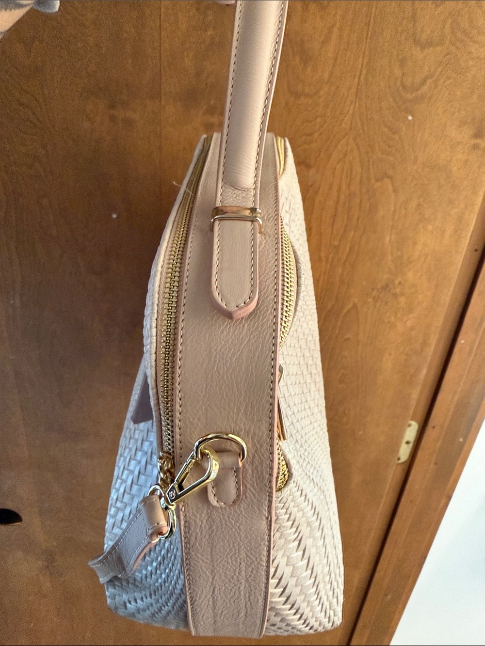 Brand new Woven Dome Satchel Italian leather Handbag in Blush - Picture 2 of 4